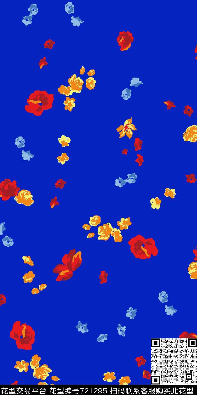 花朵花卉散花数码印花华亿平台下载（图片编号: 721295） - 瓦栏（Walan）