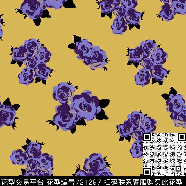 花朵花卉散花数码印花华亿平台下载（图片编号: 721297） - 瓦栏（Walan）