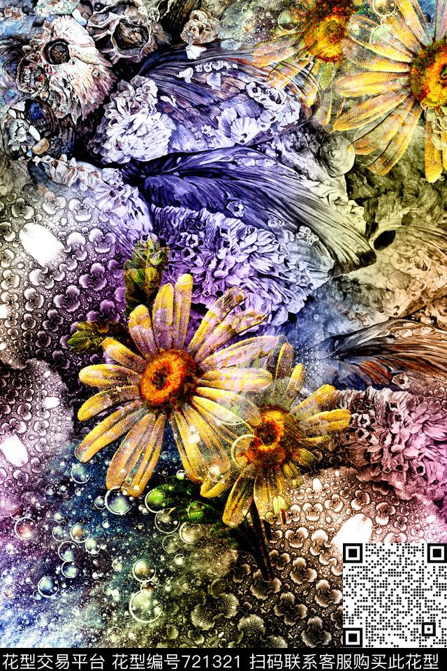 抽象几何拼接数码印花华亿平台下载（图片编号: 721321） - 瓦栏（Walan）