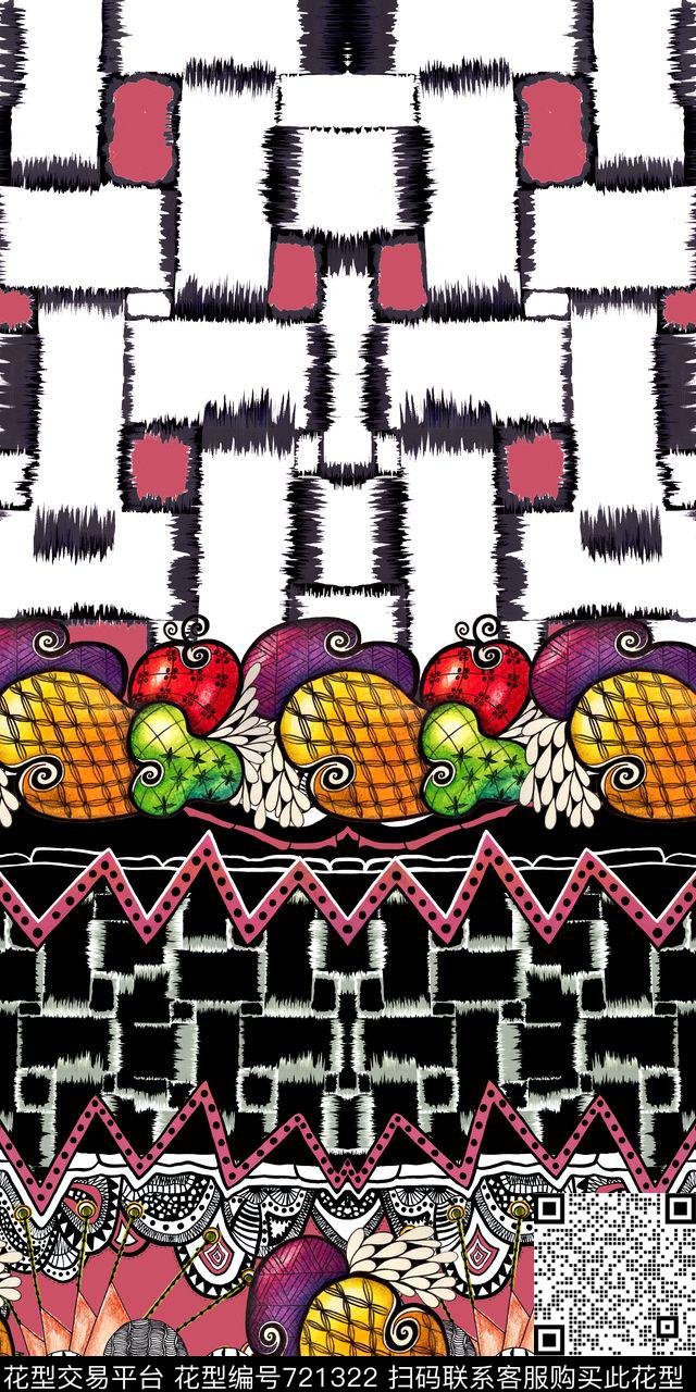 休闲手绘条纹数码印花华亿平台下载（图片编号: 721322） - 瓦栏（Walan）