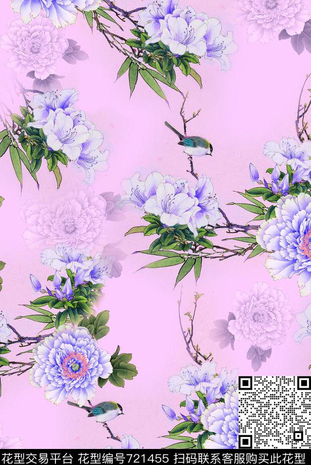 旗袍面料花面料花时尚流行女装数码印花华亿平台下载（图片编号: 721455） - 瓦栏（Walan）