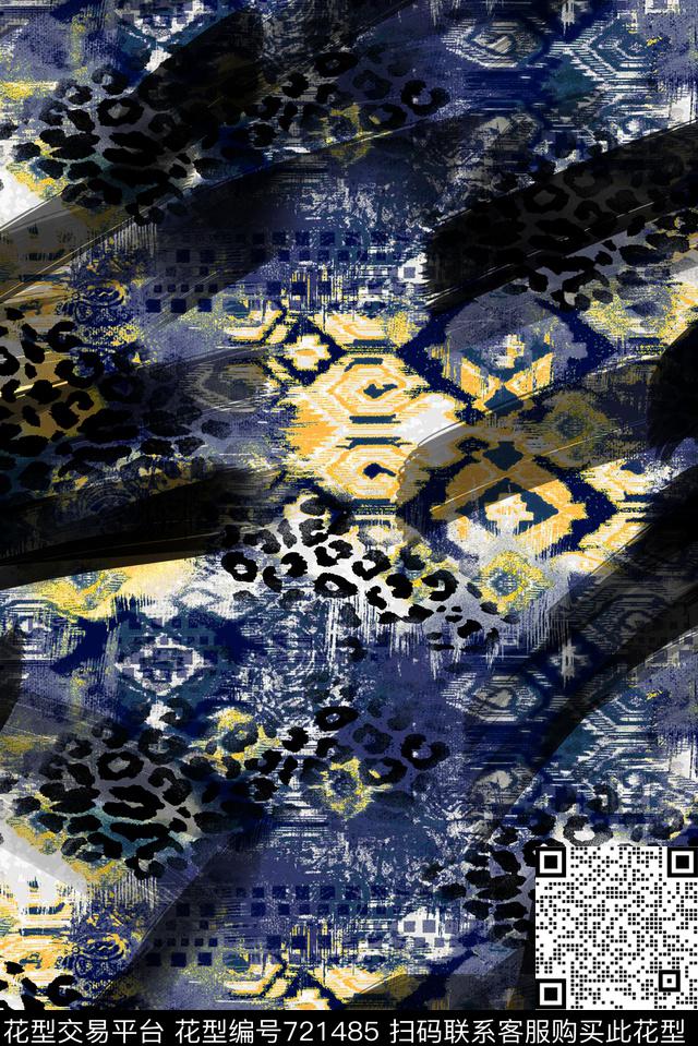 羽毛马动物纹数码印花华亿平台下载（图片编号: 721485） - 瓦栏（Walan）