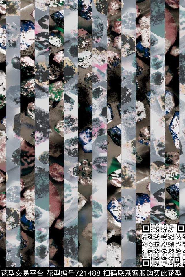 羽毛花朵苏格兰格数码印花华亿平台下载（图片编号: 721488） - 瓦栏（Walan）