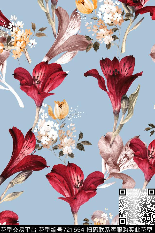 素色底清晰淡雅数码印花华亿平台下载（图片编号: 721554） - 瓦栏（Walan）