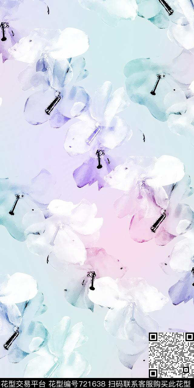大花花朵花卉数码印花华亿平台下载（图片编号: 721638） - 瓦栏（Walan）