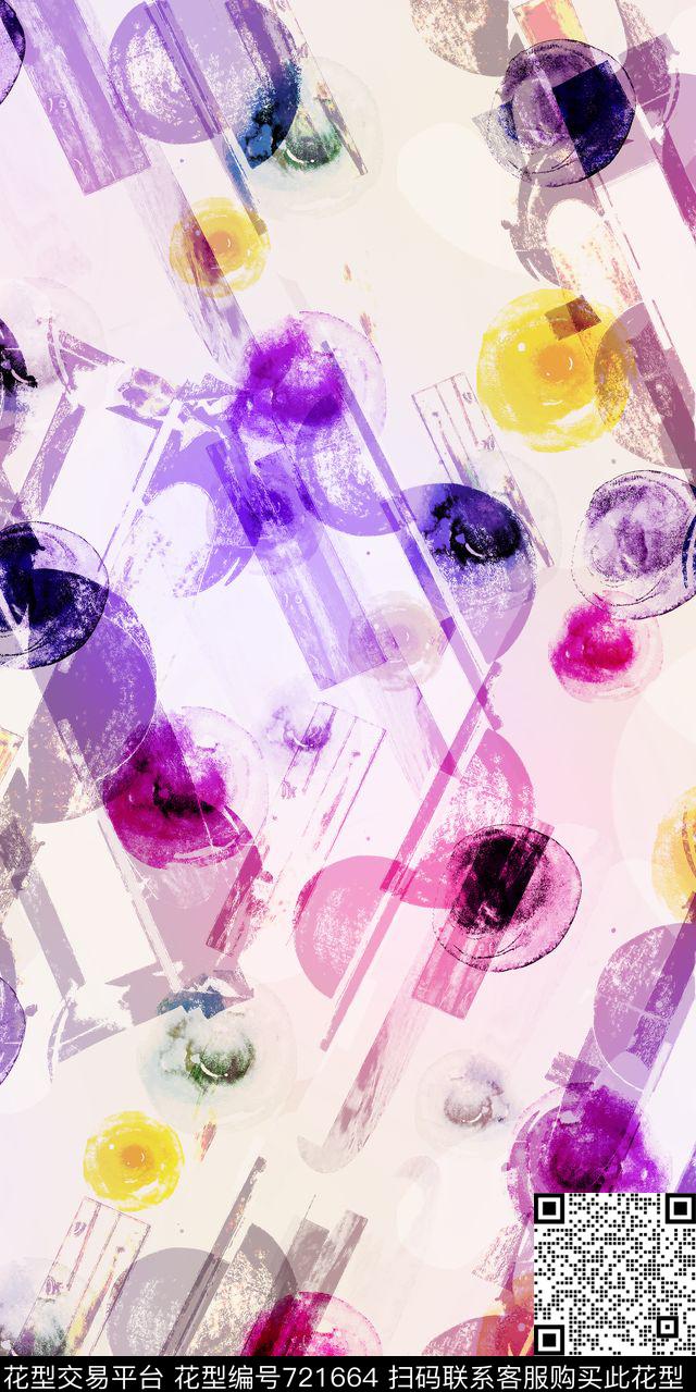 色块圆圈圆形数码印花华亿平台下载（图片编号: 721664） - 瓦栏（Walan）