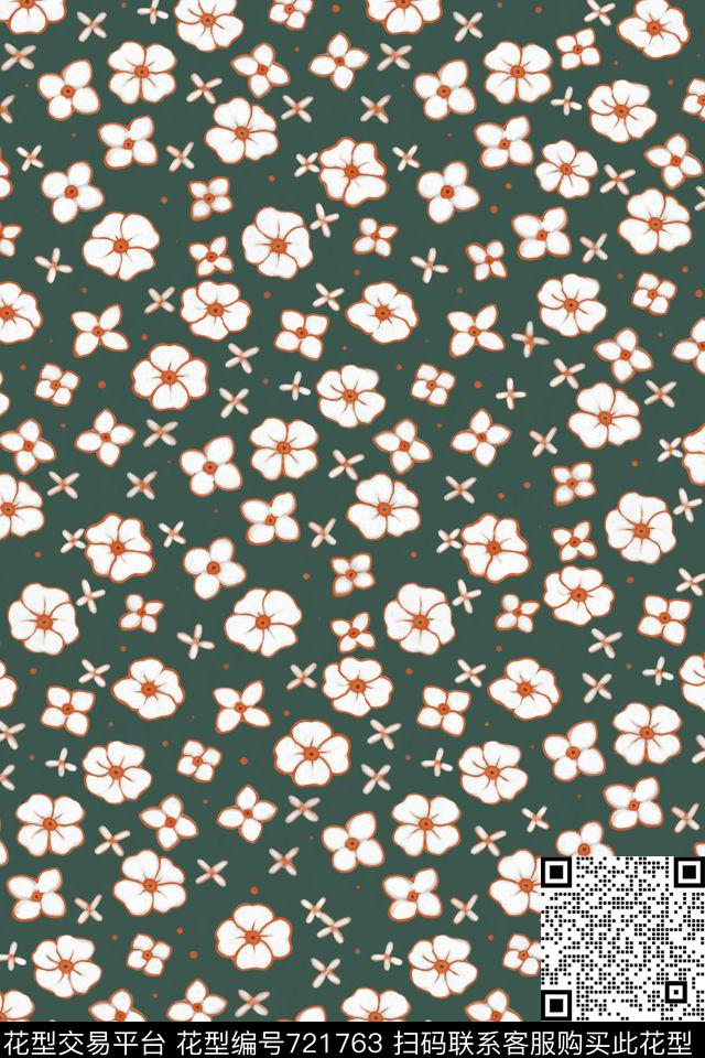 小碎花花朵花卉传统印花华亿平台下载（图片编号: 721763） - 瓦栏（Walan）