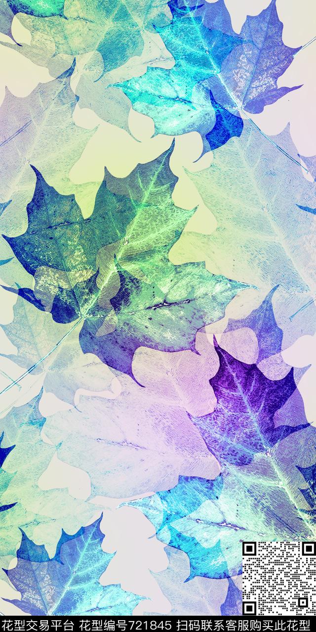 叶子枫叶色块数码印花华亿平台下载（图片编号: 721845） - 瓦栏（Walan）