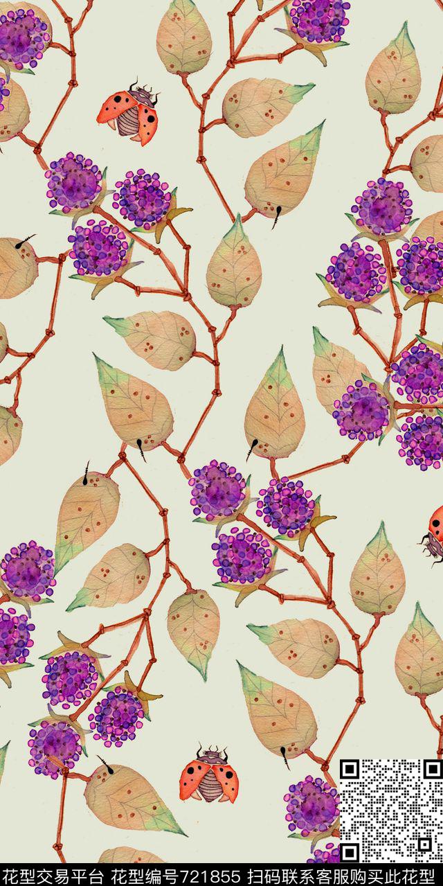小碎花昆虫花卉数码印花华亿平台下载（图片编号: 721855） - 瓦栏（Walan）