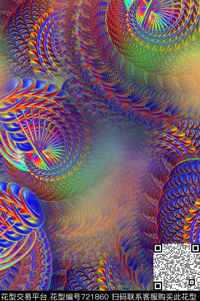 抽象几何炫彩数码印花华亿平台下载（图片编号: 721860） - 瓦栏（Walan）