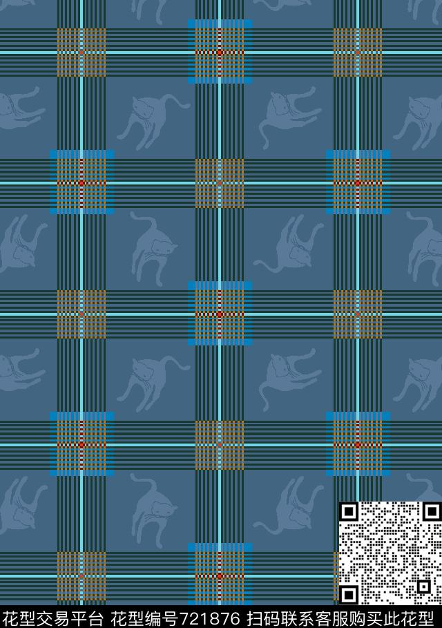 格子抽象花卉数码印花华亿平台下载（图片编号: 721876） - 瓦栏（Walan）