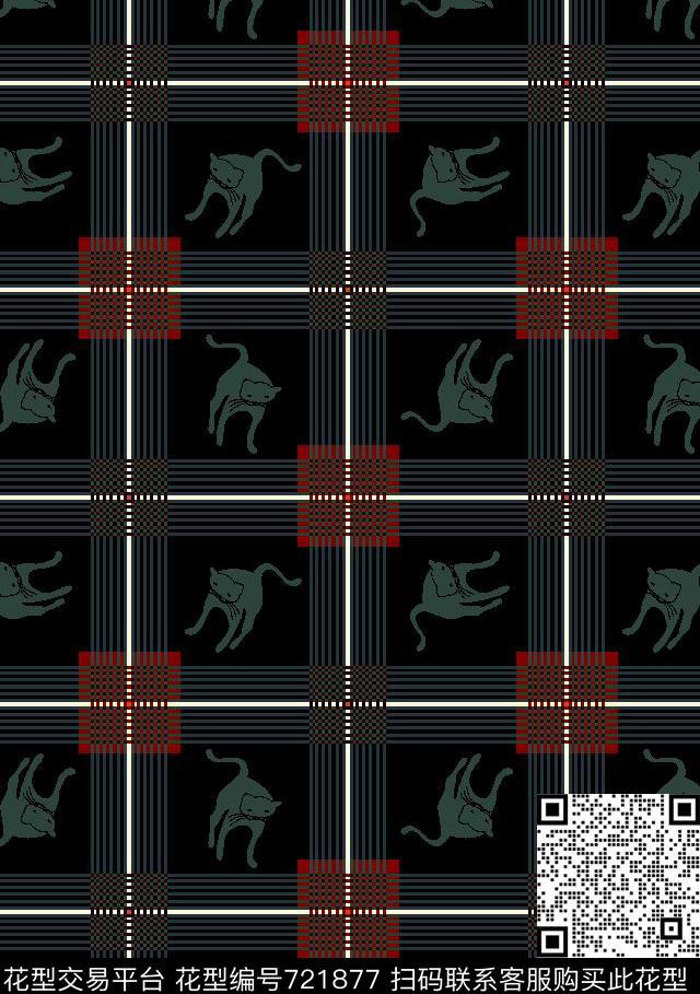 格子抽象花卉数码印花华亿平台下载（图片编号: 721877） - 瓦栏（Walan）