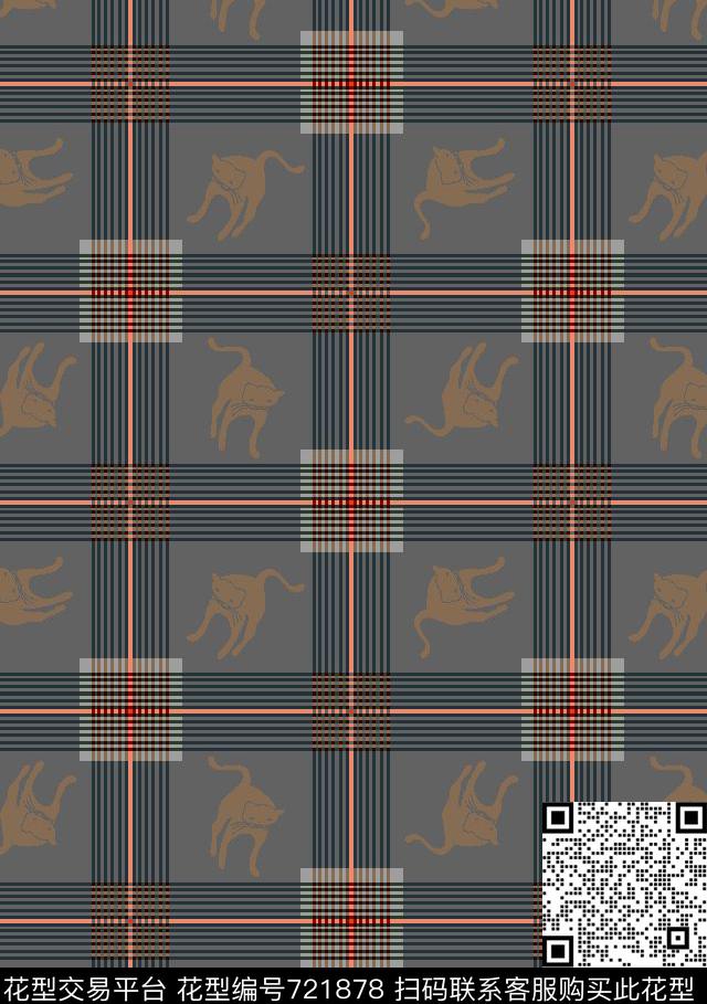 格子抽象花卉数码印花华亿平台下载（图片编号: 721878） - 瓦栏（Walan）