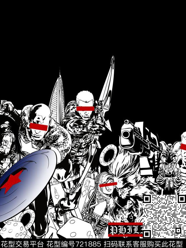 几何抽象卡通数码印花华亿平台下载（图片编号: 721885） - 瓦栏（Walan）