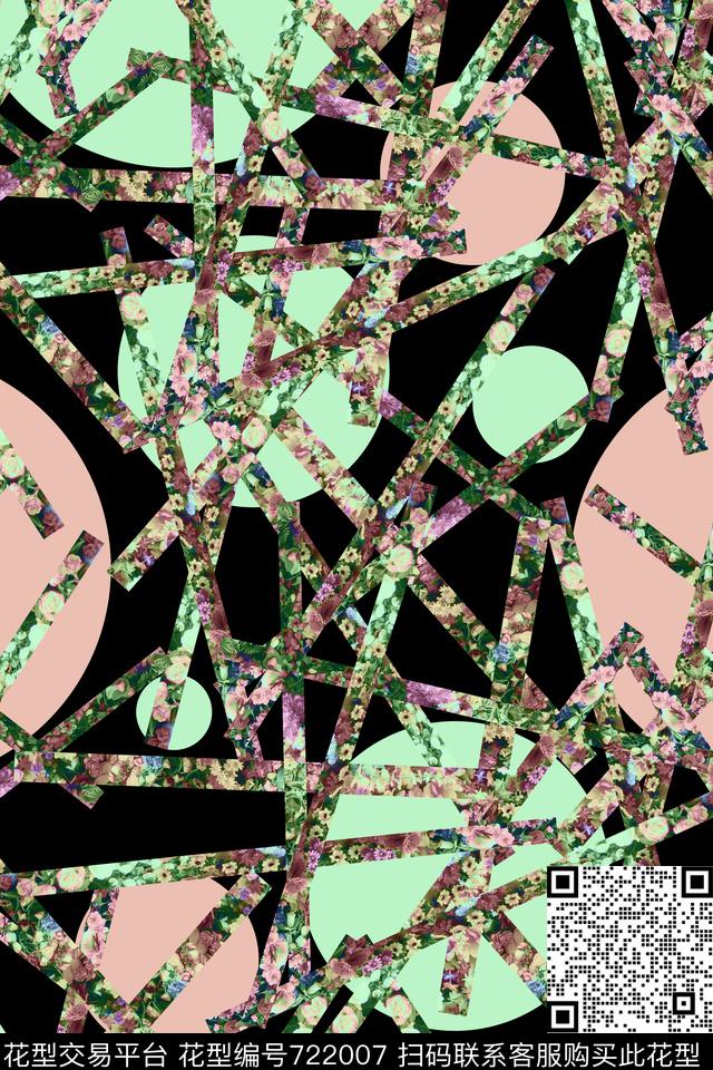 花朵格子花卉数码印花华亿平台下载（图片编号: 722007） - 瓦栏（Walan）