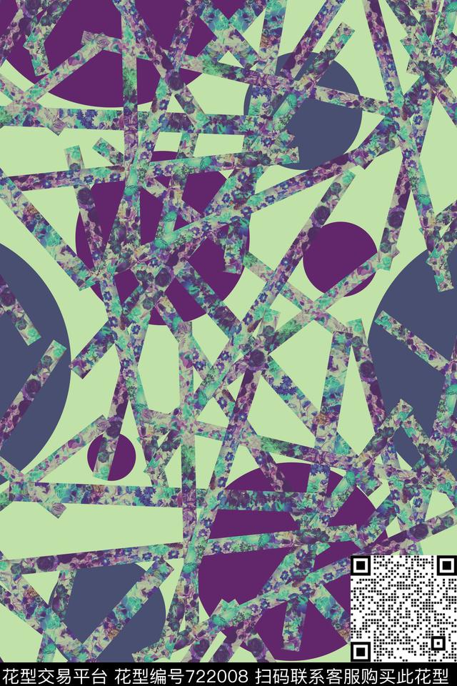 花朵格子花卉数码印花华亿平台下载（图片编号: 722008） - 瓦栏（Walan）