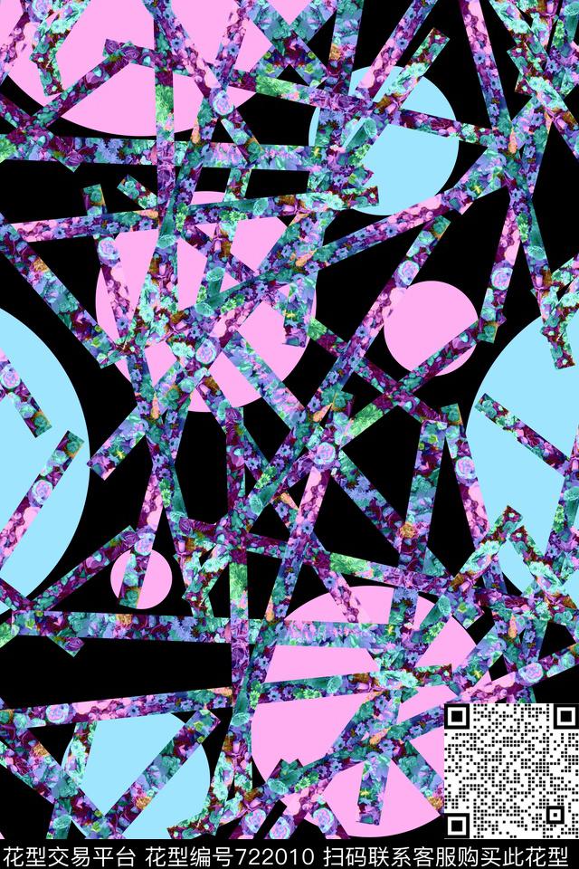 花朵格子花卉数码印花华亿平台下载（图片编号: 722010） - 瓦栏（Walan）