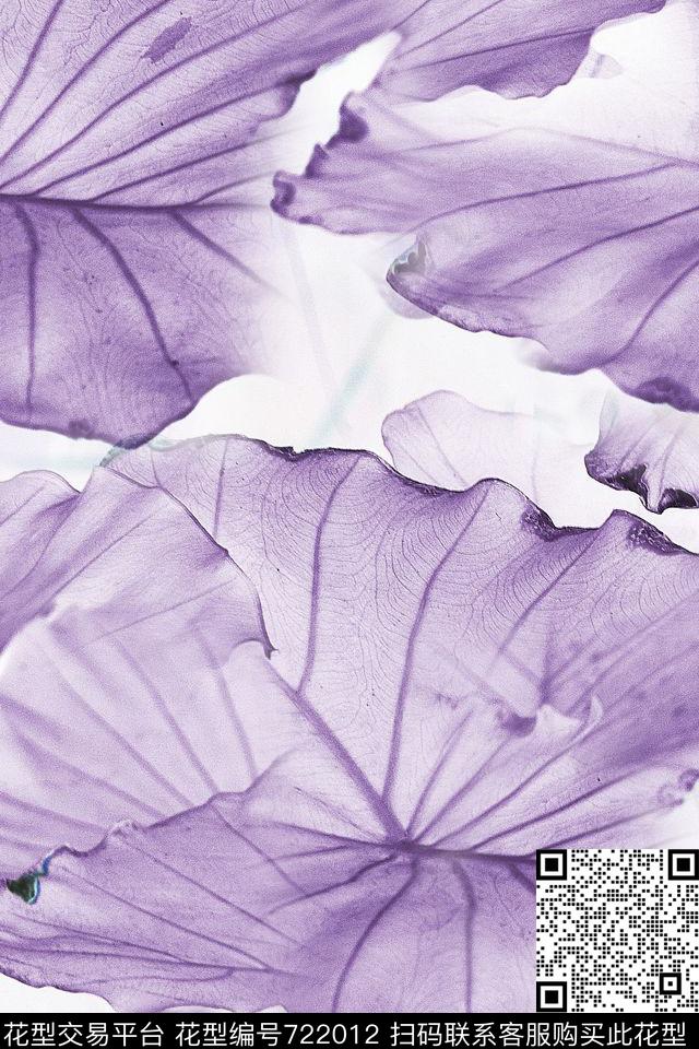 荷叶花朵花卉数码印花华亿平台下载（图片编号: 722012） - 瓦栏（Walan）