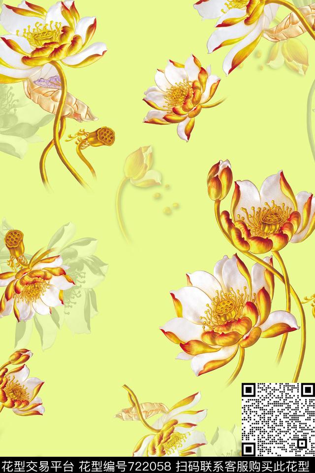 花卉数码印花华亿平台下载（图片编号: 722058） - 瓦栏（Walan）