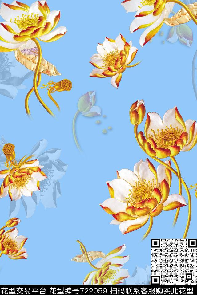 花卉数码印花华亿平台下载（图片编号: 722059） - 瓦栏（Walan）