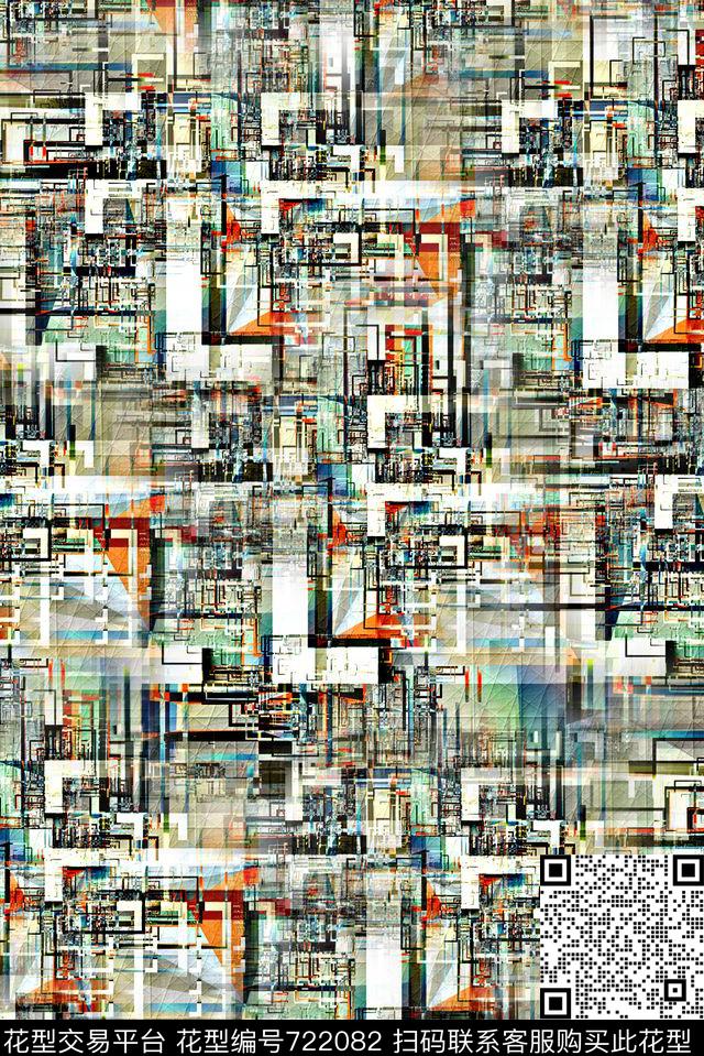 抽象手绘几何水彩纹理印花时尚潮流女裙子印花欧美大牌复古纹理印花数码印花华亿平台下载（图片编号: 722082） - 瓦栏（Walan）