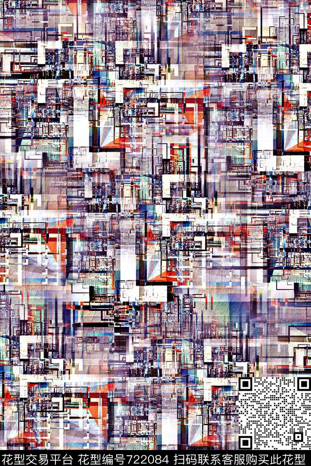 抽象手绘几何水彩纹理印花时尚潮流女裙子印花欧美大牌复古纹理印花数码印花华亿平台下载（图片编号: 722084） - 瓦栏（Walan）