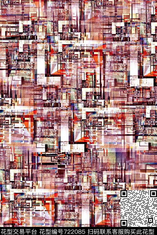 抽象手绘几何水彩纹理印花时尚潮流女裙子印花欧美大牌复古纹理印花数码印花华亿平台下载（图片编号: 722085） - 瓦栏（Walan）