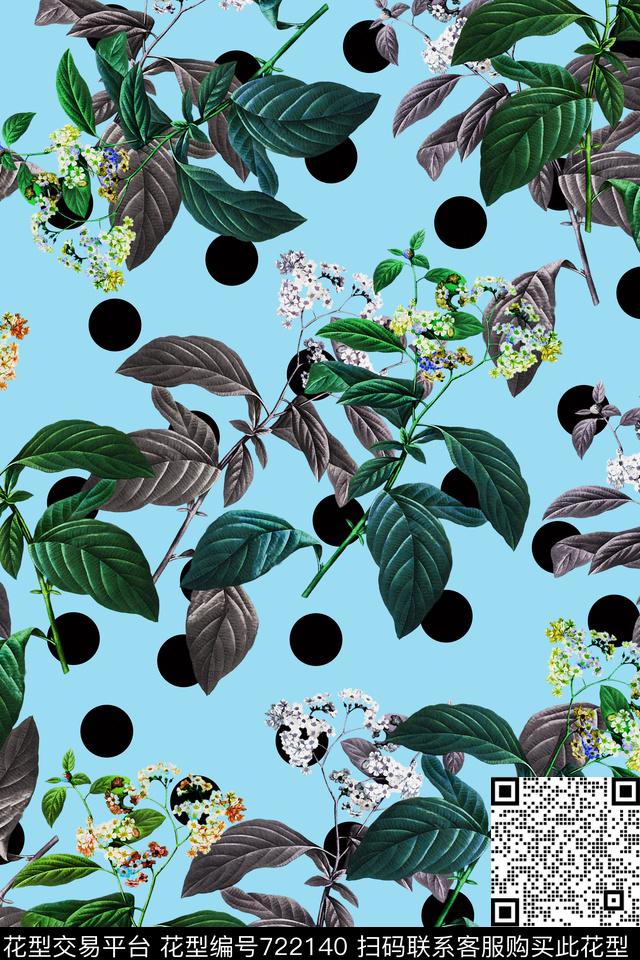 花卉几何波点数码印花华亿平台下载（图片编号: 722140） - 瓦栏（Walan）