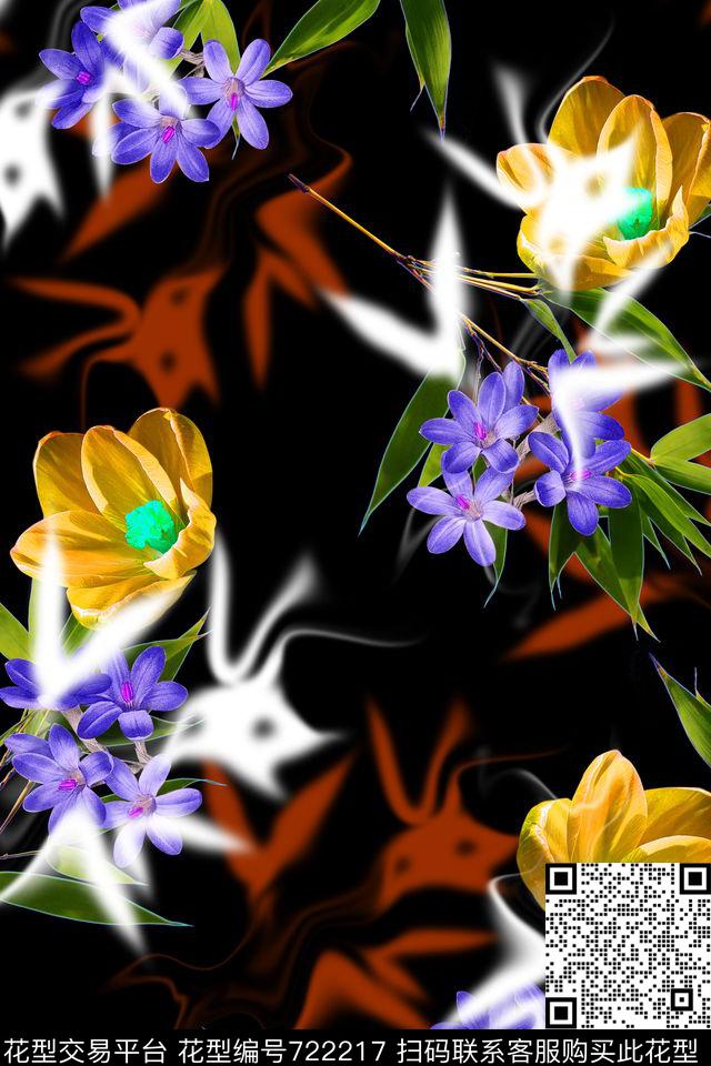 女装花卉纯色底数码印花华亿平台下载（图片编号: 722217） - 瓦栏（Walan）