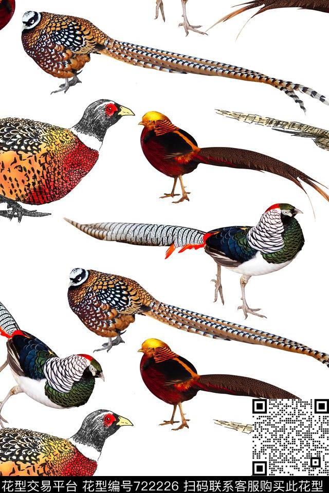 手绘鸡年鸡群数码印花华亿平台下载（图片编号: 722226） - 瓦栏（Walan）