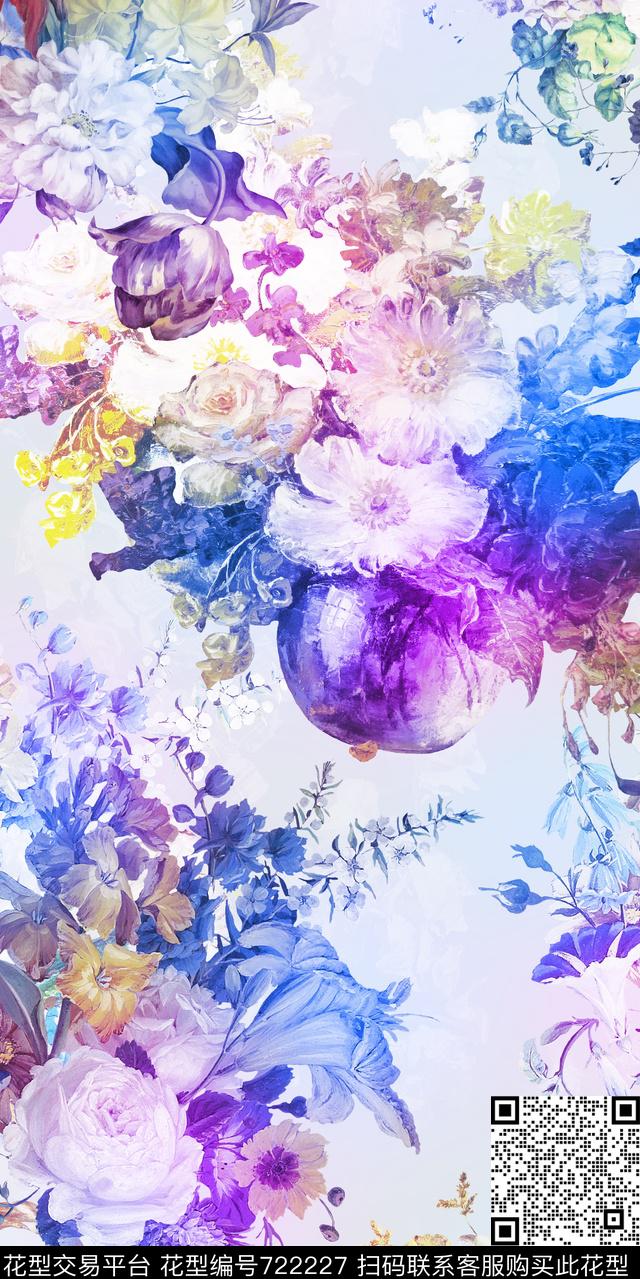小碎花手绘花花朵数码印花华亿平台下载（图片编号: 722227） - 瓦栏（Walan）