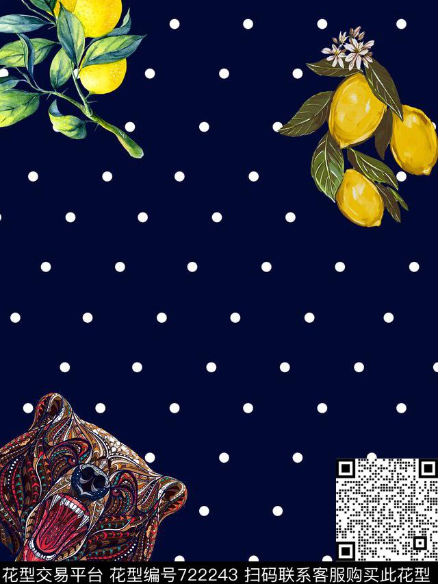 男装衬衫柠檬数码印花华亿平台下载（图片编号: 722243） - 瓦栏（Walan）