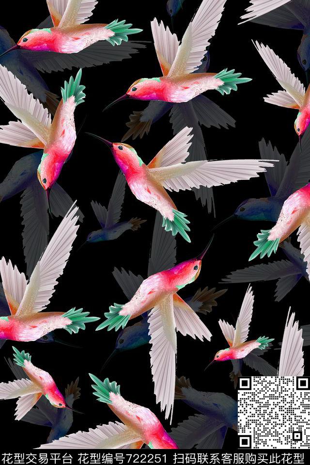 百鸟图鸟热带数码印花华亿平台下载（图片编号: 722251） - 瓦栏（Walan）
