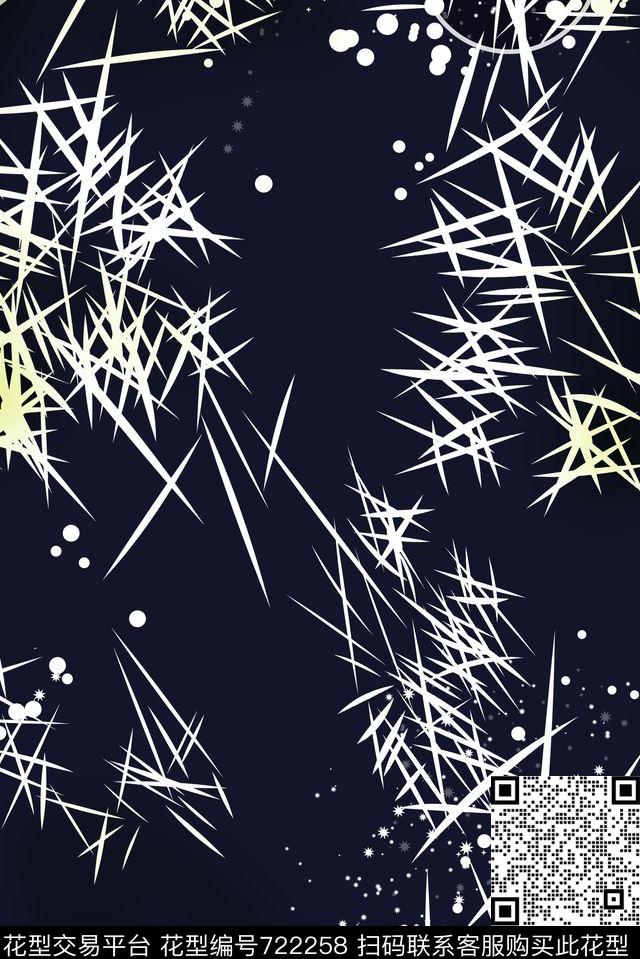 几何抽象蓝底数码印花华亿平台下载（图片编号: 722258） - 瓦栏（Walan）