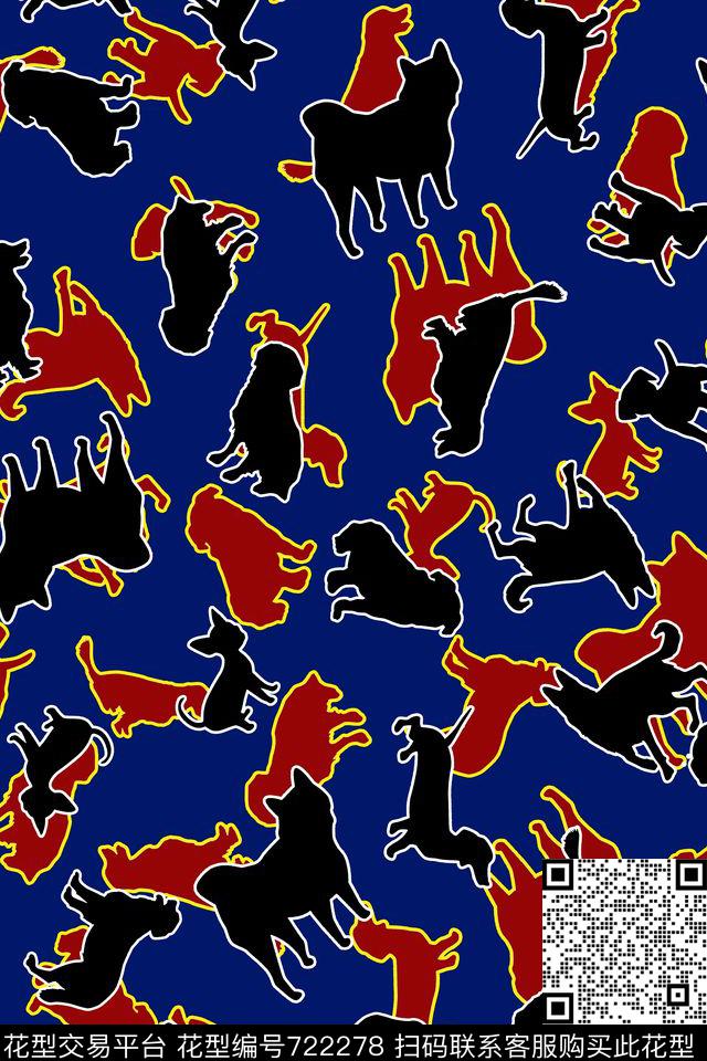 小狗儿童画简笔画传统印花华亿平台下载（图片编号: 722278） - 瓦栏（Walan）