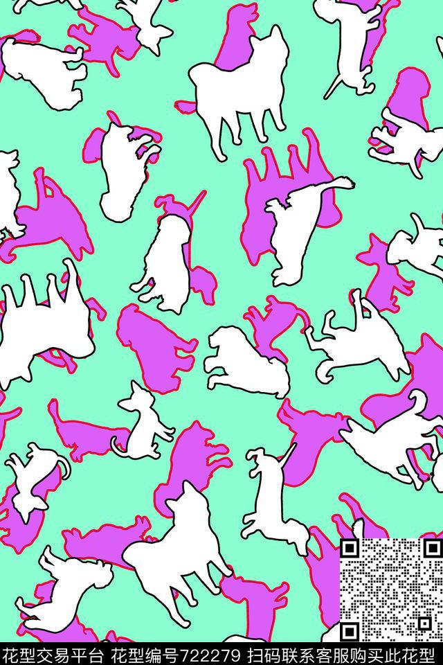 小狗儿童画简笔画传统印花华亿平台下载（图片编号: 722279） - 瓦栏（Walan）