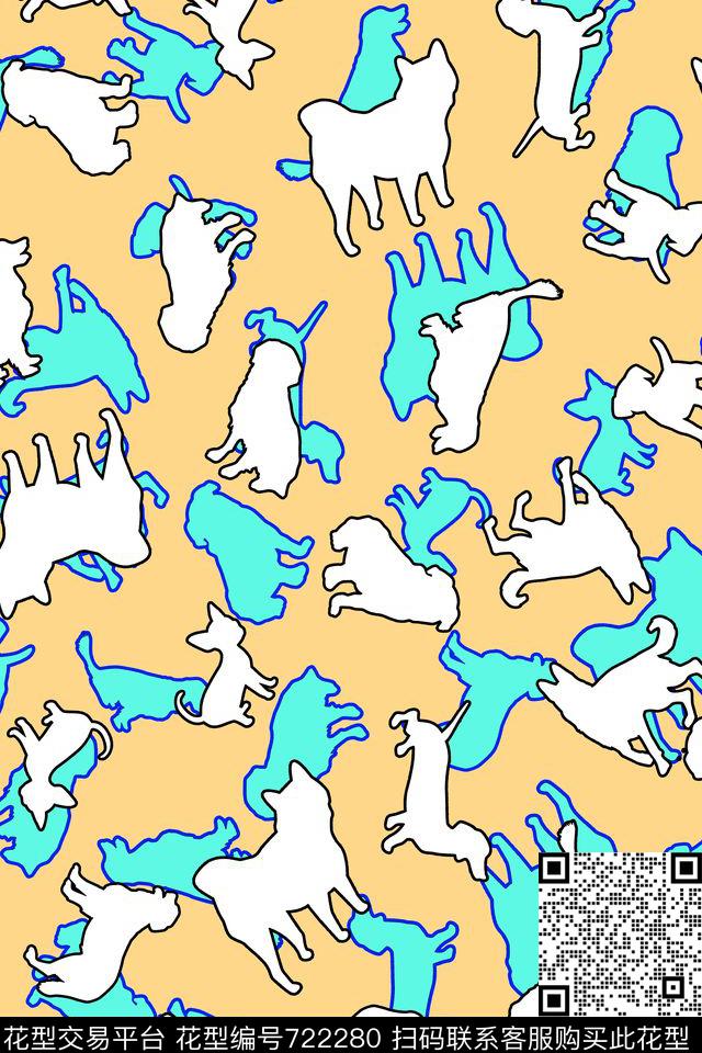 小狗儿童画简笔画传统印花华亿平台下载（图片编号: 722280） - 瓦栏（Walan）