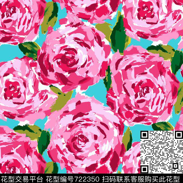 花卉大花中国风数码印花华亿平台下载（图片编号: 722350） - 瓦栏（Walan）