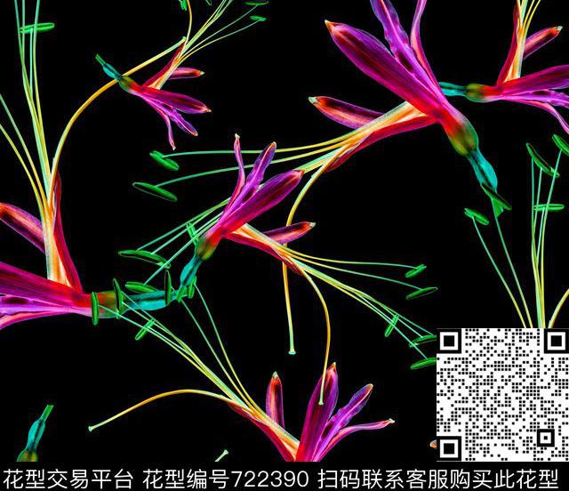 大花小碎花花朵数码印花华亿平台下载（图片编号: 722390） - 瓦栏（Walan）