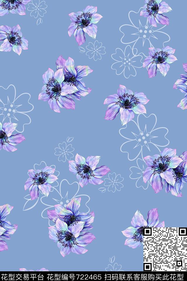 花瓣百合花朵数码印花华亿平台下载（图片编号: 722465） - 瓦栏（Walan）