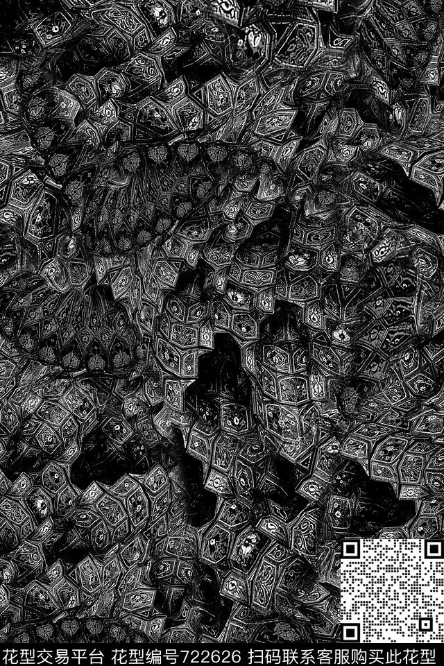 肌理抽象女装数码印花华亿平台下载（图片编号: 722626） - 瓦栏（Walan）