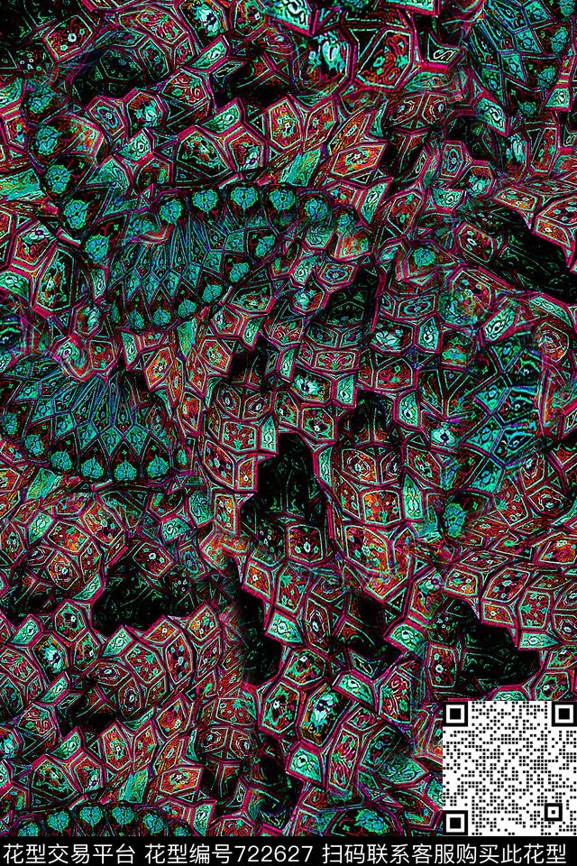 肌理抽象女装数码印花华亿平台下载（图片编号: 722627） - 瓦栏（Walan）