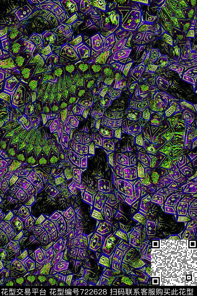 肌理抽象女装数码印花华亿平台下载（图片编号: 722628） - 瓦栏（Walan）