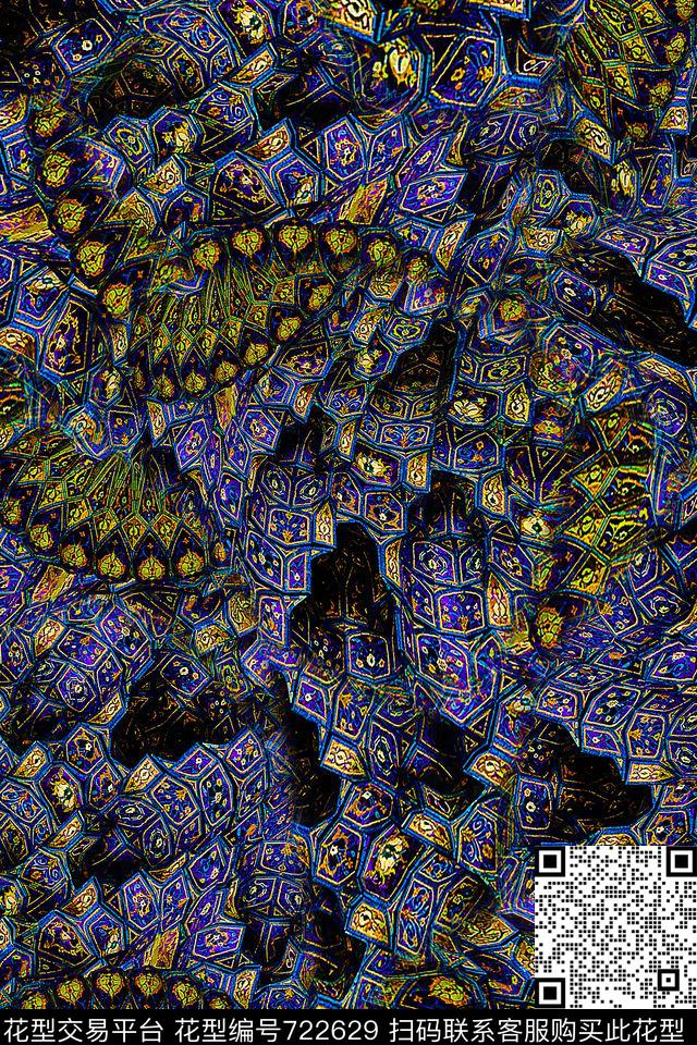 肌理抽象女装数码印花华亿平台下载（图片编号: 722629） - 瓦栏（Walan）