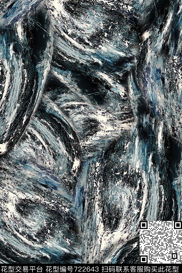 抽象男装油画数码印花华亿平台下载（图片编号: 722643） - 瓦栏（Walan）