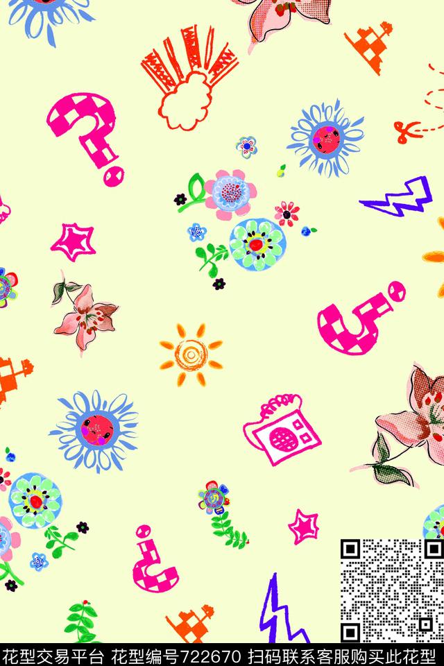 牡丹抽象波西米亚风数码印花华亿平台下载（图片编号: 722670） - 瓦栏（Walan）