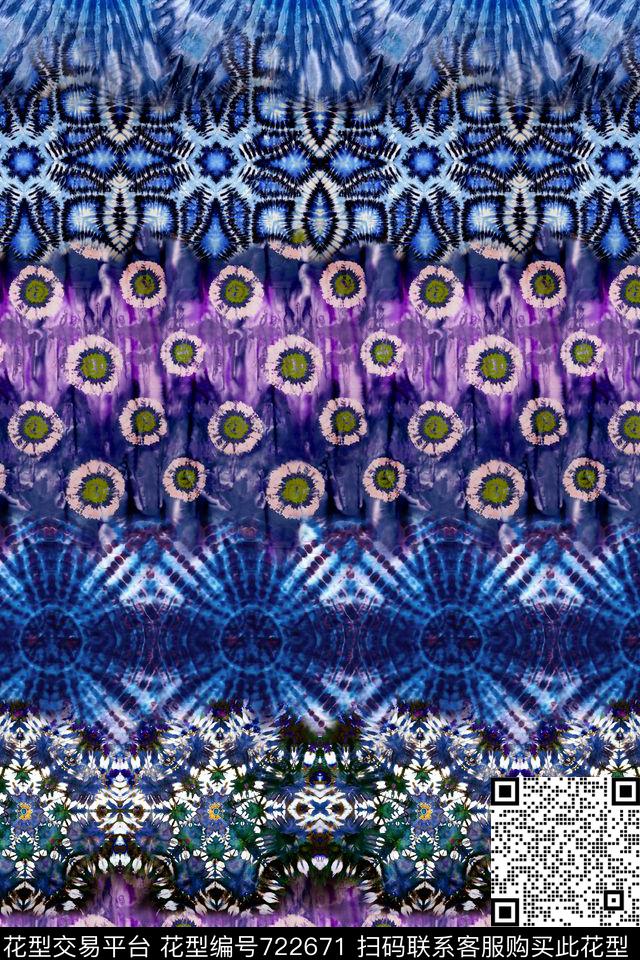 牡丹抽象波西米亚风数码印花华亿平台下载（图片编号: 722671） - 瓦栏（Walan）