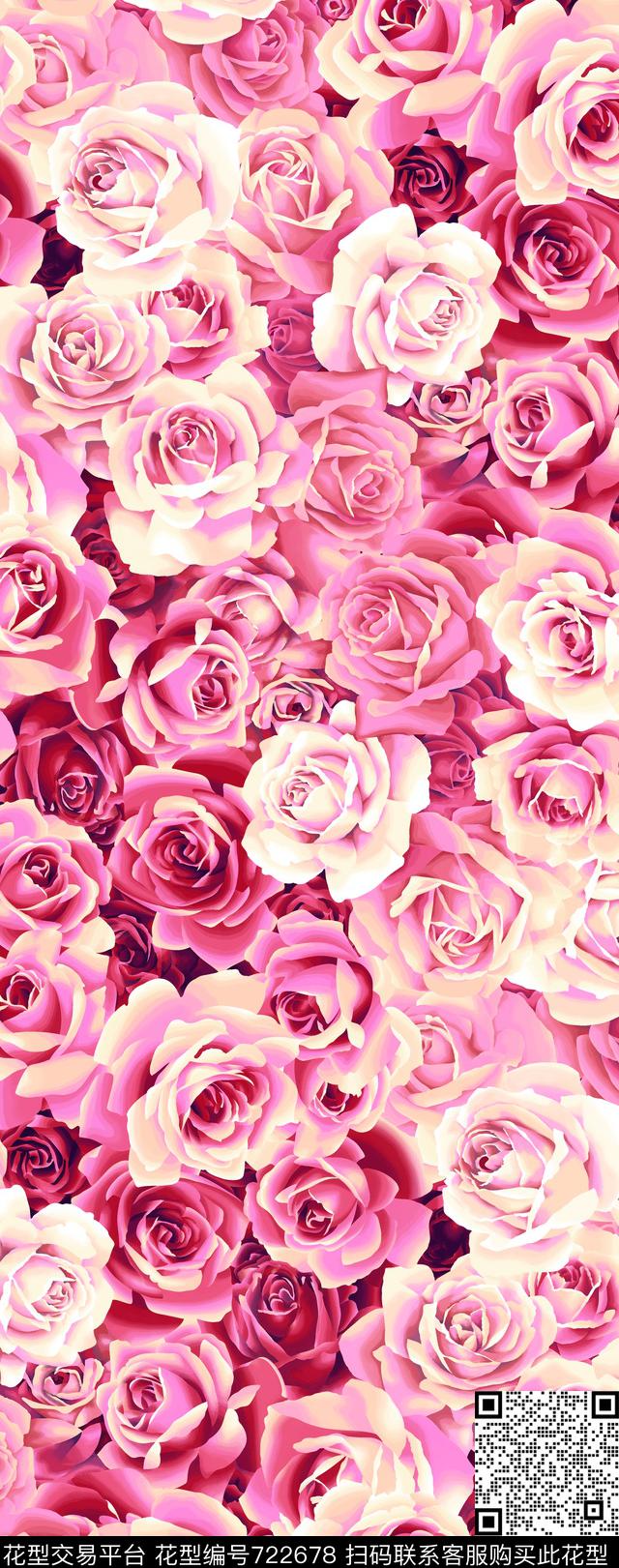 花卉大花花朵传统印花华亿平台下载（图片编号: 722678） - 瓦栏（Walan）