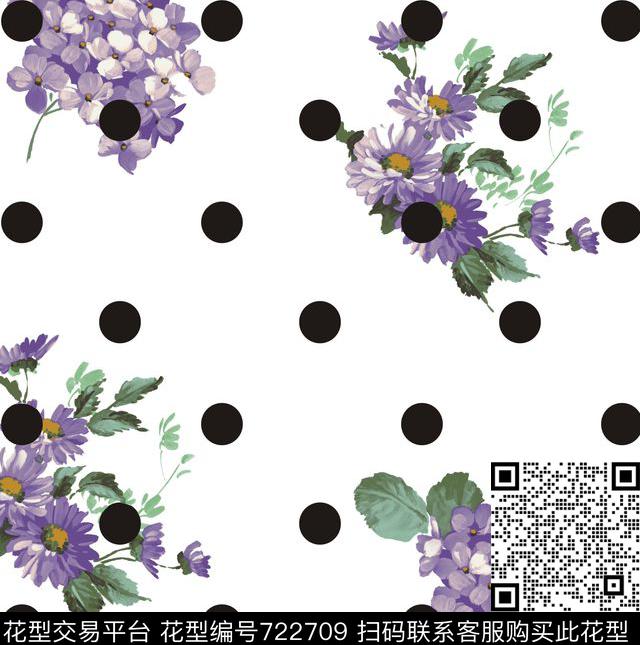 波点圆点玫瑰数码印花华亿平台下载（图片编号: 722709） - 瓦栏（Walan）