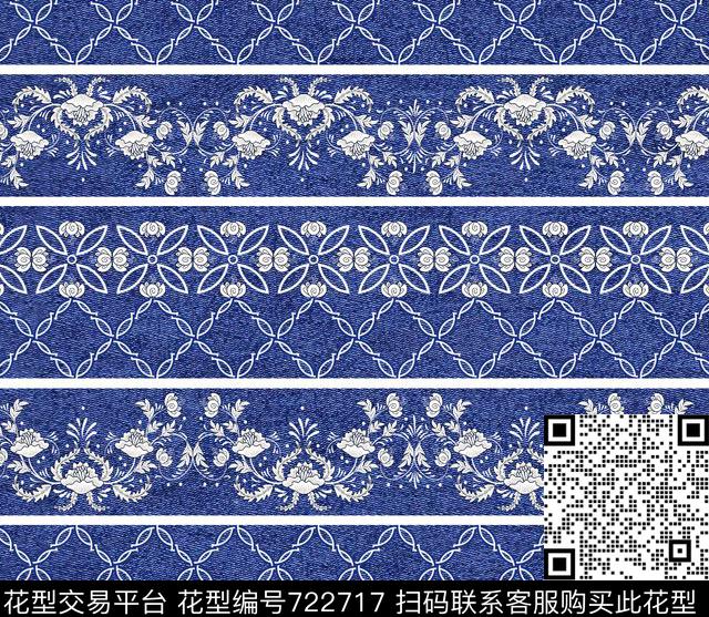 时尚牛仔纹复古数码印花华亿平台下载（图片编号: 722717） - 瓦栏（Walan）